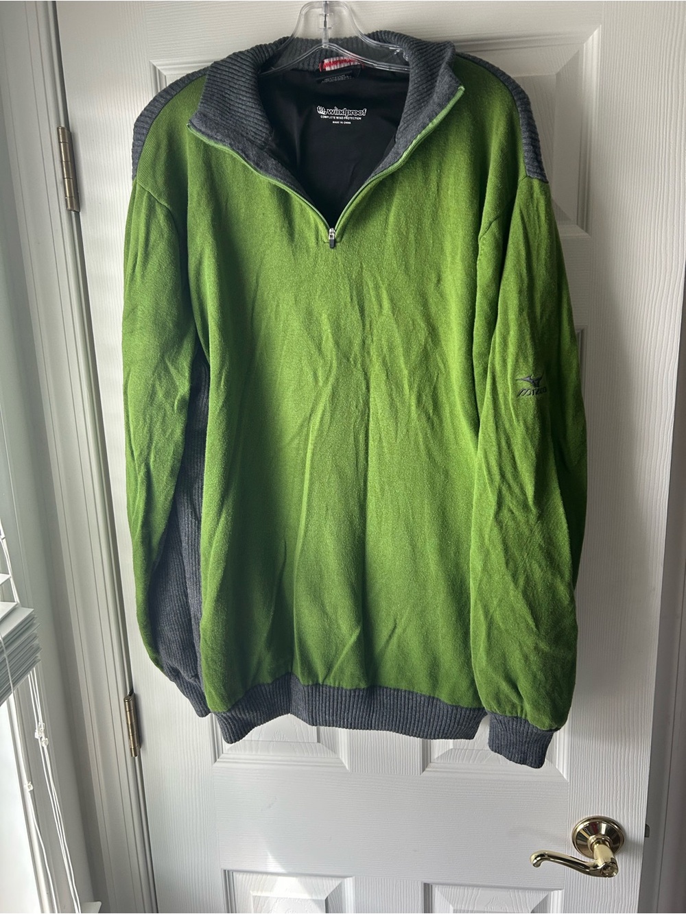 Mizuno Windlite Green Men's Quarter-Zip Lined Sweater Size XL